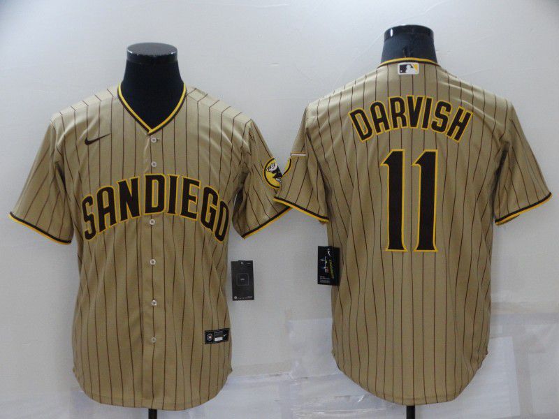 Men San Diego Padres #11 Darvish brown Strip Game 2022 Nike MLB Jersey->san francisco giants->MLB Jersey